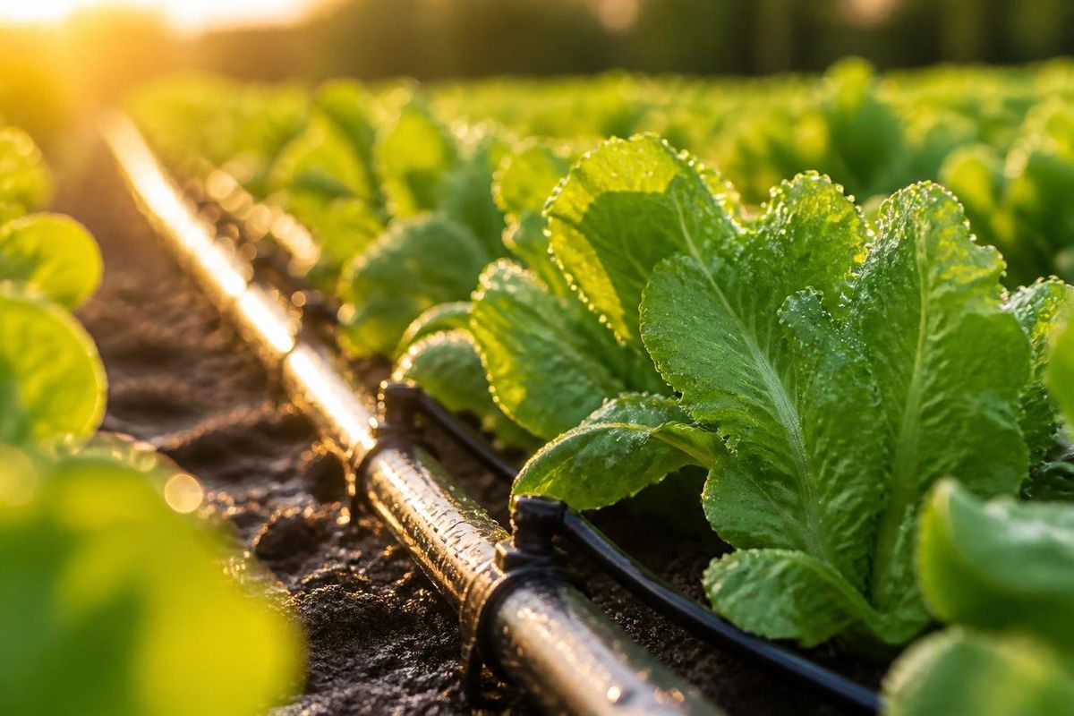 Precision Drip Irrigation — Drip Irrigation in Global Precision field drip irrigation lines with pressure-compensating emitters running along raised beds