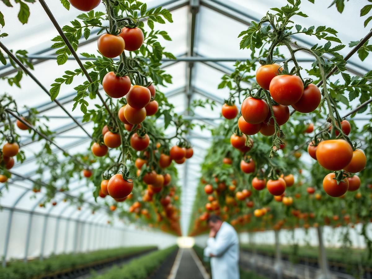 Mediterranean Tomato Greenhouse — Hydroponic Greenhouse in Cyprus Modern high-wire hydroponic Cyprus greenhouse growing commercial tomatoes with climate screens and fertigation